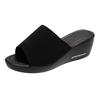 Sandalias de cuña sencillas para mujer 2022 verano nuevo transpirable casual tejido de punto peep toe zapatillas de tacón alto