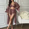 Pijama largo de seda de leche agradable para la piel con estampado de leopardo, bata, albornoz, ropa de casa, incluye conjunto de 3 piezas, talla europea