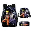 Set de Mochila Escolar de Tres Piezas de Naruto Transfronterizo para Estudiantes de Primaria y Secundaria, Mochila Infantil, Bolso de Hombro