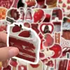60 Piezas de Pegatina Transfronteriza Impermeable Decorativa Roja Retro para Cuaderno, Funda de Teléfono Móvil, Maleta de Tableta, Diario de Mano, Venta al por Mayor