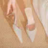Estilo Francés Color Champaña Zapatillas de Casa Baotou para Mujer Sandalias Sencillas Elegantes Versátiles Zapatillas de Tacón Fino Alto talla grande 41-43