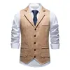 Chaleco para Traje de Hombre Estilo Europeo y Americano de Ante 2026 Solapa Plana Retro de un Solo Botón Corte Ajustado