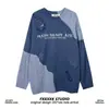 Nuevo Tejido de Bloques de Color Rasgado para Hombre Otoño Moda Calle Alta Marca Coreana Estilo Personalizado Cuello Redondo Hip-Hop Japonés Retro Tejido