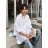 Camisa de Manga Média Estilo Hong Kong Masculina 2025 Cor Sólida Abotoamento Lateral Fenda Nicho Camisa de Manga Curta Masculina e Feminina Camisa Casual