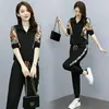 Moda Terno Calças Femininas Verão 2023 Novas Roupas Femininas Estilo Ocidental Esportes Casual Conjunto de Duas Peças Calças Tornozelo Conjunto