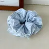 Goma de Pelo de Doble Capa Cuadros Azules para Mujer, Lazo para Moño, Accesorio para el Cabello Estilo Universitario Cola de Caballo Baja, Venta al por Mayor de Gomas de Pelo