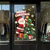 Adhesivos Estáticos Navideños para Ventanas Dibujos Animados Papá Noel Árbol de Navidad Pegatinas para Puertas de Cristal Tienda Escaparate Decoración Festiva