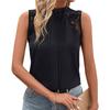 Bai Fen Zhi Yi2025 Nuevo Verano Transfronterizo Casual para el Trabajo Encaje Sin Mangas Cuello Semi Alto Color Sólido Top para Mujer