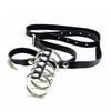 Productos para adultos, ropa interior sexy alternativa, anillo de metal de cuero para el pene, cinco anillos, juguete de pasión, restricción para el pene, collar JJ