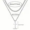 Collar Cruz Colgante Transfronterizo para Hombre Europeo y Americano Cadena de Clavícula de Doble Capa Hip-Hop Personalizado Joyería de Acero de Titanio