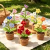 Maceta de flor de hilo tejida a mano con ganchillo, adorno de flor tejido, decoración para coche y escritorio, venta al por mayor desde una fábrica de artesanía