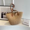 Bolso de paja tejido a juego, sencillo, de un solo hombro, nuevo estilo, bolso de paja tejido de gran capacidad, bolso de mano para mujer, bolso de playa para vacaciones en la playa.