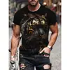 Amazon manga curta 2024 verão aranha besta impressão digital moda camiseta solta pulôver gola redonda leite seda