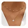Collar de Perlas Multicapa Transfronterizo Europeo y Americano Diseño de Nicho Cadena para la Clavícula Moda Simple Joyería Estilo Ol para Mujeres