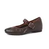 Sapatos Mary Jane super macios de pele de ovelha com aumento de altura, coleção outono 2026, salto plataforma, salto médio, bico redondo, couro genuíno completo, sapato feminino com fivela de tira única