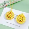 Tienda de Oro Mismo Estilo Oro Antiguo Incrustado con Diamantes Colgante de Calabaza Ruyi Giratorio Nuevo Chino Versátil Colgante de Calabaza de la Fortuna
