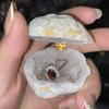 Caja de Anillo de Cueva de Cristal Marroquí de Cristal Blanco Natural Adornos de Ágata Joyería para Propuesta Caja de Regalo para Novia