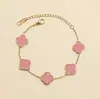 Pulseira Elegante de Novo Estilo Trevo de Quatro Folhas Liso Aço Titânio Banhado Aço Inoxidável Ouro Pulseira Unilateral Joia de Mão Feminina Venda por Atacado de Fábrica