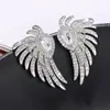 Brincos Huitan Asas de Anjo Microincrustadas Estilo Japonês-Coreano Versátil Brincos de Luxo Leve Brincos de Pena de Luxo Leve