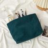 Bolsa de lona de pana de gran capacidad para mujer, estilo coreano, para guardar loción, cepillo, neceser portátil, bolsa de lona para cosméticos