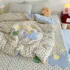 Funda de cama de terciopelo de leche de alto peso con aplicación de dibujos animados bordada, juego de cuatro piezas, funda de edredón de terciopelo coral cálido de invierno, juego de tres piezas para niños