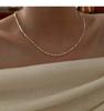 Collar de Plata de Ley S925 Chapada en Plata Plata Rota Estampado a Mano Lámina Perla de Agua Dulce Natural Grande Perla Barroca Cadena Brillante para Clavícula