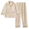 Conjunto de Pijama Espesso com Forro de Fleece para Crianças na Primavera e Outono, Estilo Pai-Filho, Roupa de Casa para Meninos e Meninas, Gola de Terno, para Crianças Mais Velhas