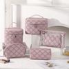 Nuevo Producto 2026 Bolsa Cosmética de PU Grabada para Mujeres, Bolsa de Almacenamiento Multifuncional Portátil para Viaje, Bolsa de Tocador Ins Moda Retro