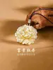 Collar Colgante de Flor de Peonía Pintada en Oro Estilo Antiguo para Mujer, Cadena Larga, Único y Elegante, Versátil para el Uso Diario, Joyería con Estilo