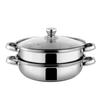 Juego de vaporera de 2 capas de fábrica, olla para sopa, vaporera multicapa, cocina de inducción a gas de doble fondo engrosado, vaporera de acero inoxidable para el hogar