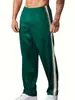 Calça Esportiva de Moletom Masculina Europeia e Americana de Verão com Listras Laterais, Solta de Perna Reta Respirável Plus Size Casual Esportiva Cross-Border Longa