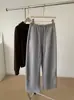 Pantalones Casuales de Cintura Alta para Mujer, Azul Plus Terciopelo Engrosado, Navaja Ligeramente Curva, Cintura Elástica 26, Bolsillo, Bloqueo de Color en la Cintura, Pantalones Largos, Nuevo