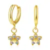 Novos Brincos Florais de Zircônia Transfronteiriços, Exquisitos e Compactos, Versáteis Brincos de Tarraxa Florais em Aço Inoxidável Banhados a Ouro 18K com um Toque de Luxo