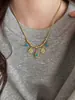 Collar Vintage Melad Ojo de Tigre Retro en Capas Moda Personalidad Cadena para Suéter Otoño Nuevo para Mujer
