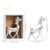 Adornos navideños transfronterizos, juego de 4 renos de forma única, galvanizados y pintados, para decoración de fondo de árbol de Navidad
