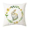 Almohada de sofá con patrón de conejito de Pascua en oferta, almohada de lino para sofá de sala de estar, conejito de dibujos animados, para mesita de noche, en stock