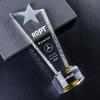 Decapagem criativa de cinco pontas estrela troféu produção lettering corte canto inferior cristal empresa prêmios funcionários excepcionais prêmios
