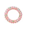 Novo Estilo de Verão Elástico de Cabelo Tipo Fio de Telefone com Delicados Padrões Florais, Elástico de Cabelo Tipo Fio de Telefone Estilo Hyuna para Mulheres, Scrunchie Simples para Rabo de Cavalo Alto