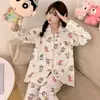 Pijama de terciopelo dulce de dibujos animados para mujer, versión coreana de otoño e invierno, dulce, cálido, engrosado, forrado de polar, polar corto, ropa de casa simple