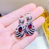 Moderno retro cebra juego de rubí europeo y americano anillo tesoro color leopardo grande pendiente colgante desmontable