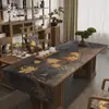 Novo Jogo Americano de Couro Estilo Chinês com Toque de Luxo, Toalha de Mesa à Prova d'Água para Café, Toalha de Mesa Retangular para Jantar, Toalha de Mesa Longa em Faixa para Sala de Conferências