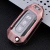 Adecuado para Ford collar Jiangling estuche para llave plegable todo incluido patrón de fibra de carbono especial hebilla de estuche protector para llave de automóvil de alta gama