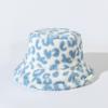 Novo outono e inverno engrossado quente faux lambswool vermelho e azul leopardo impressão chapéu de pescador moda all-Match completo impresso chapéu da bacia dos homens e mulheres