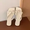Sandalias para Mujer 2025 Verano Nuevo Estilo Punta Abierta Cuadrada Tira Fina Chanclas para Mujer con Tacón Grueso para Uso en Exteriores