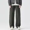 Pantalones Casuales de Algodón Puro Pesado Estilo Retro Americano Nuevo de Otoño, Pantalones Anchos Rectos Holgados de Pierna Ancha Curva de Moda para Hombre al por Mayor