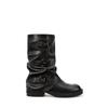 Botines Estilo Hot Girl~5.5cm de Altura-Aumentadores de Altura Suela Gruesa Botas Largas para Mujer, Botas de Montar Western con Hebilla en el Tobillo, Botas Arrugadas para Mujer