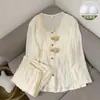 Pijama Tamanho Extra Grande para Mulheres na Primavera e Outono com Bojos, Peça Única de Renda com Mangas Longas, Estilo Cartoon Princesa Fofo, Conjunto de Roupa para Casa