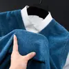 Colete de Tricô Gola V 100% Caxemira Masculino, 200g, Fio Duplo 12 Agulhas, Suéter Sem Mangas para Meia-Idade e Idosos