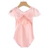 Traje de Práctica de Baile para Niños Camiseta de Tirantes de Verano para Niñas Mono de Baile Chino de Manga Corta Gimnasia Mono de Mangas de Campana para Niños