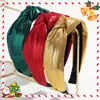 Faixa de Cabelo Cruzada Moda Simples Cor Sólida Brilhante Larga com Nó Versátil Série Vermelho e Verde de Natal Acessório de Cabelo